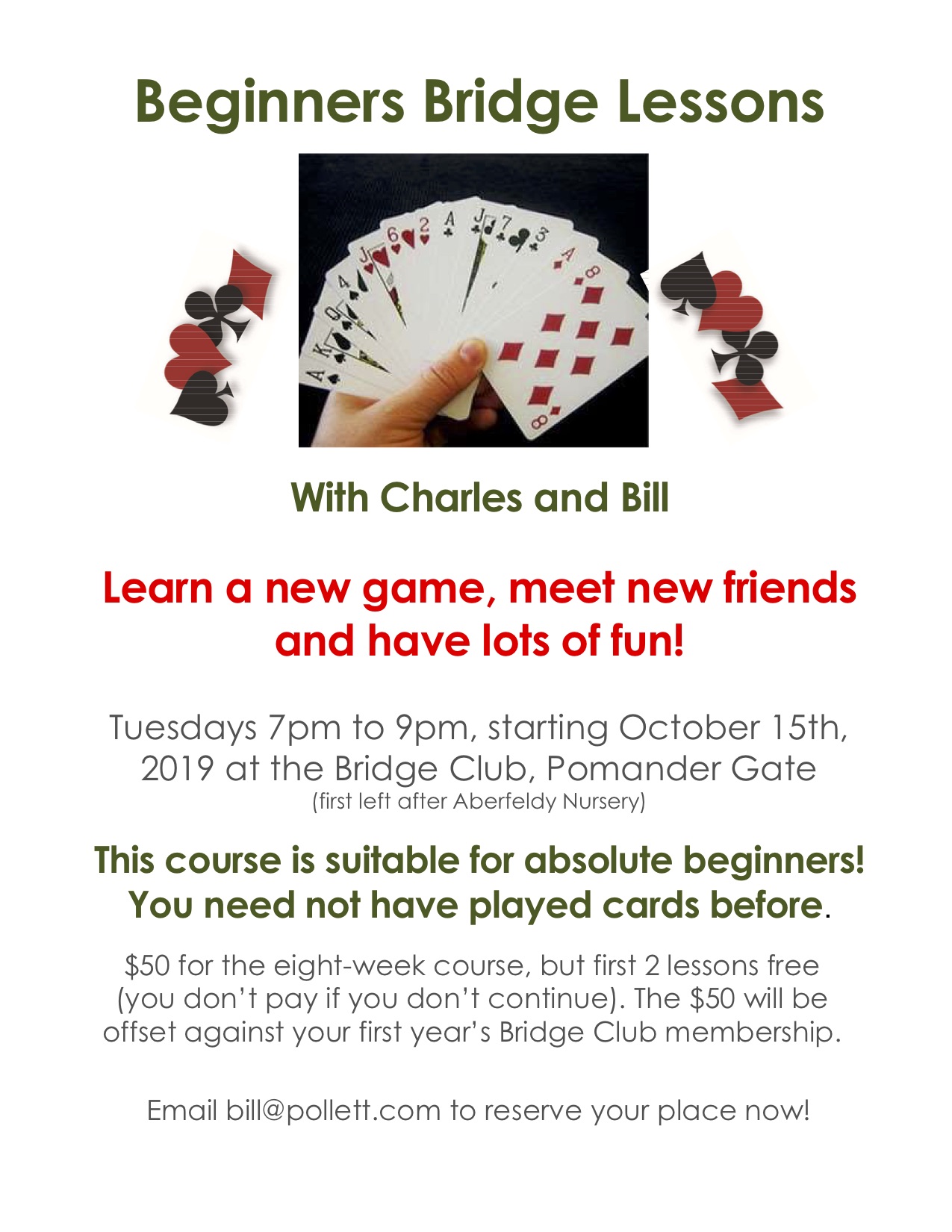 Beginners Bridge Lessons Oct 2019